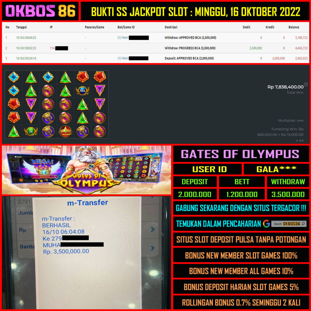 JACKPOT SLOT GATES OF OLYMPUS 16 OKTOBER 2022